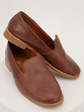 Portland Leather Goods Patina Rounded Leather Loafer Cognac Slip On Flat Women 9